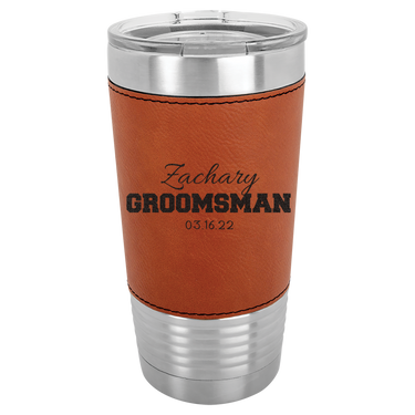 Personalized 20oz Leatherette Groomsmen Tumbler Gift